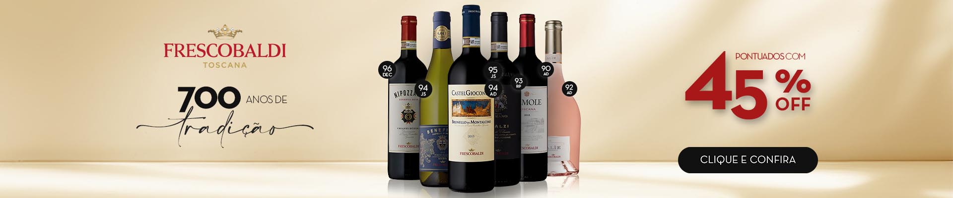 Vinhos Frescobaldi com 45% de desconto